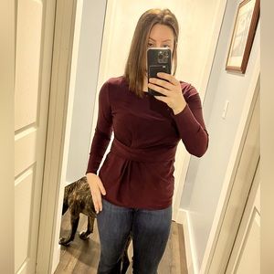 Dorothy Perkins / Size 8 / Merlot gathered front long sleeve top